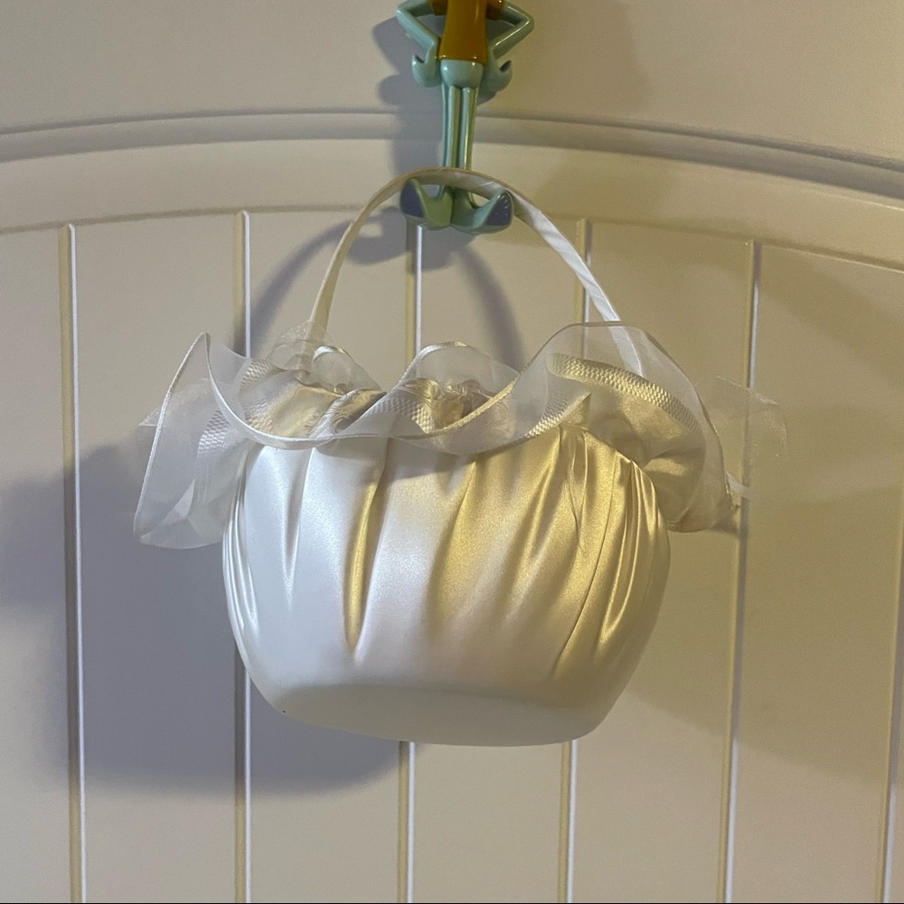 White Satin Flower Basket